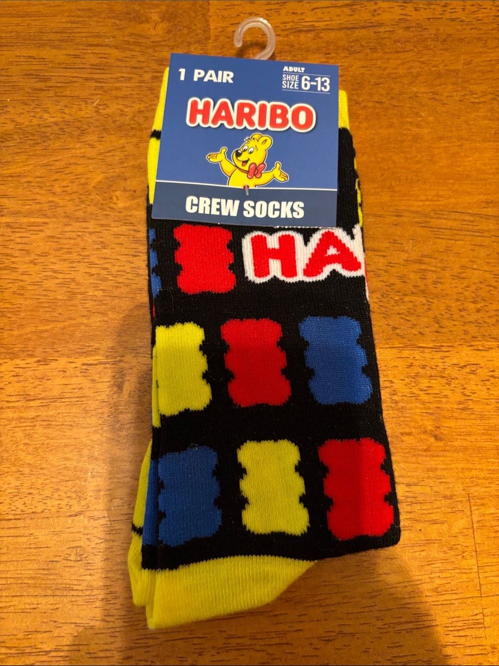 NEW! CRAZY UNIVERSE ~ HARIBO Gummy Bears CREW SOCKS ~ SHOE SIZE 6-13